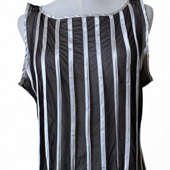 Vintage black and off white micro mesh maxi dress - Picture 2 of 7